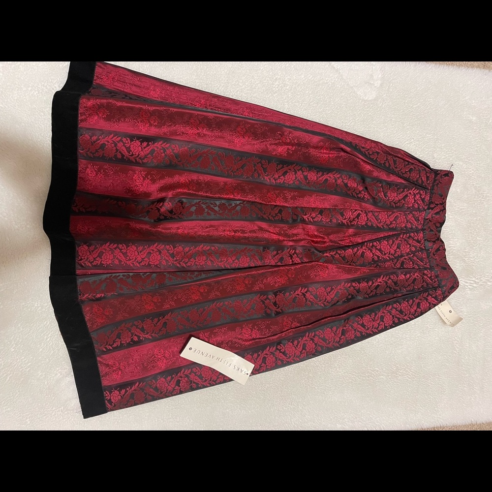 Vintage, New with tags,  Pleated, embroidered, SAKS FIFTH AVENUE long skirt